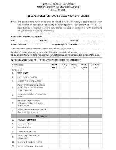 22 Student Feedback Form Templates In Pdf Doc