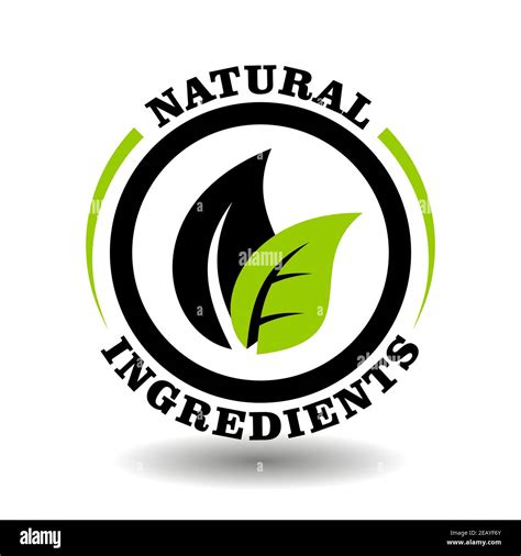 Natural Eco Ingredients Vector Stamp With Green Leaf Illustration