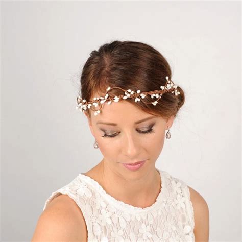 White Berry Headband Rustic Flower Crown Wedding Hair Piece Bridal