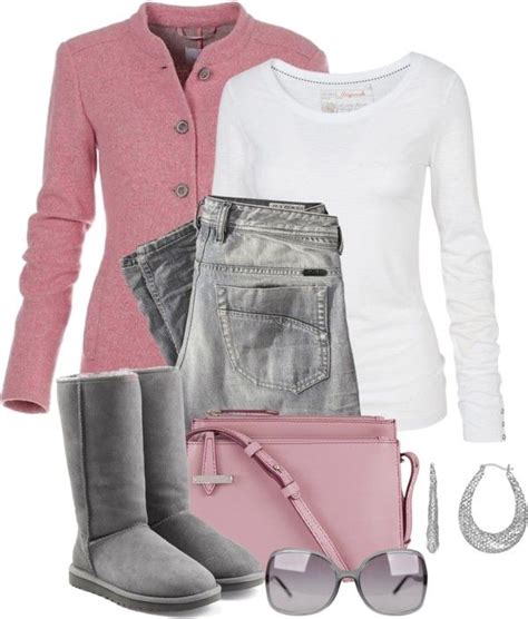 Pink And Grey Casual Cute Fall Polyvore Outfit Idea Bmodish Cute Fall