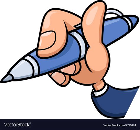 Hand Holding Blue Pen 2 Royalty Free Vector Image