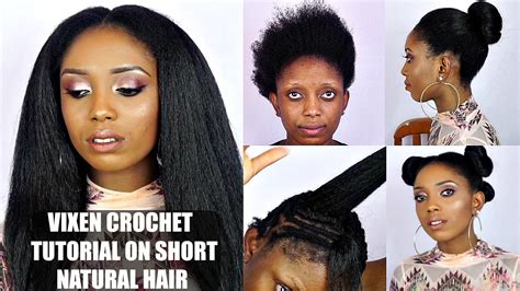 Cutting your transitioning hair or doing a big chop is exciting, but don't overdo it on the regimens, treatments, and methods. Vixen Crochet Braids Tutorial On Short Natural Hair - YouTube