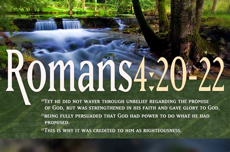 Bible Verses On Faith Romans 4 20 22 Waterfall Landscape Hd Christian