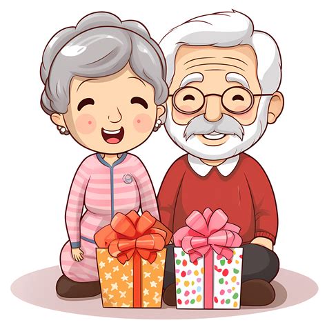 cute birthday grandpa and grandma clipart illustration ai generative 34120993 png