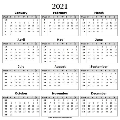 The blank and generic free 2021 calendars in pdf, word and excel. Calendar 2021 Week Wise - Full Year Calendar 2021 Year