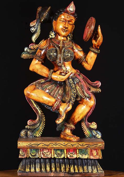 Sold Wooden Dancing Devi Statue 23 76w3k Hindu Gods And Buddha Statues