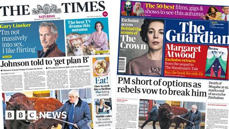 Newspaper Headlines Plan B For Pm As Rebels Vow To Break Him Bbc