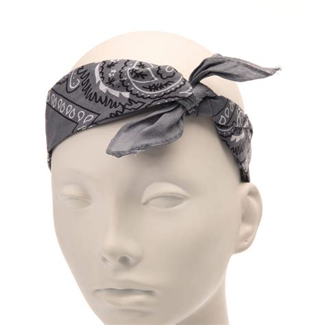 Grey Bandana Square Hair Jewelry Headband Hairstyles Hair Accessories