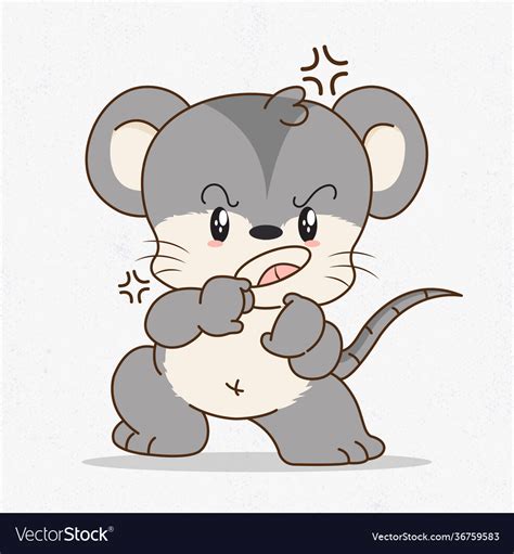Cartoon Rat With Angry Expression Cute Royalty Free Vector