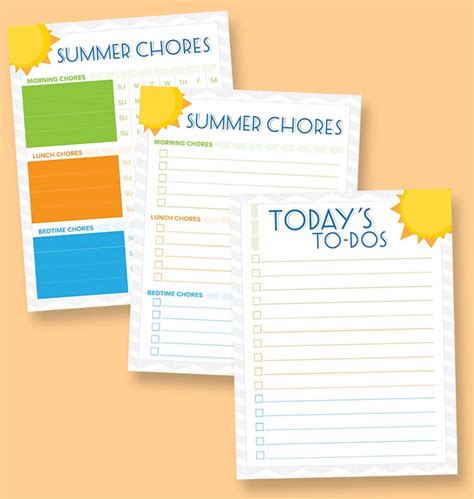 Free Printable Summer Chore Charts Lil Luna