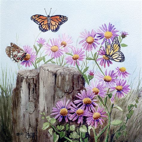 Watercolor Butterflies Folk Art Print 11x14 Monarch Etsy Butterfly