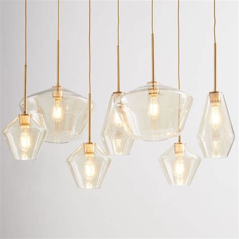 Sculptural glass geo pendant small westelm light lamp lighting. West elm SCULPTURAL GLASS GEO 7-LIGHT CHANDELIER - MIXED ...