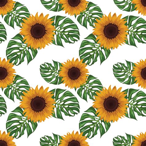 Sunflower Seamless Pattern Vector Art Icons And Graphics For Free