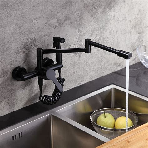 See more ideas about black kitchen faucets, black kitchens, black sink. Luxury Modern Single Handle Retractable Wall-Mount Pot ...