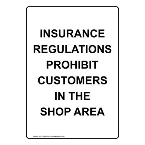 White Vertical Sign Insurance Regulations Prohibit Customers