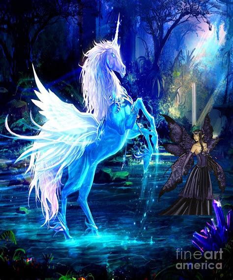 Unicorn And Fairy Drawing By Belzonia Fine Art America