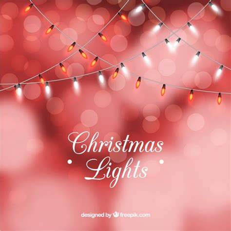 Free Vector Red Christmas Lights Background In Bokeh Style