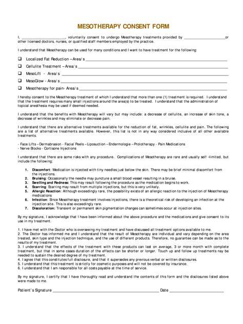 Mesotherapy Consent Form Fill Online Printable