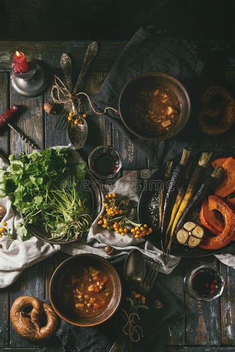 The salad fork should be to the left of the dinner fork. Table Setting With Soup Bowls Stock Image - Image of ...