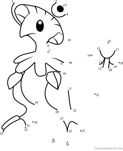 As for kids, this type of puzzle helps increase their concentration and enables them to learn the alphabet and the numbers since they have to follow the correct sequence to complete the picture on the sheet. Pokemon Breloom Dot To Dot - Printable Coloring Pages