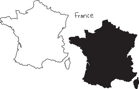 Omtrek En Silhouet Kaart Van Frankrijk Vector 3127333 Vectorkunst Bij
