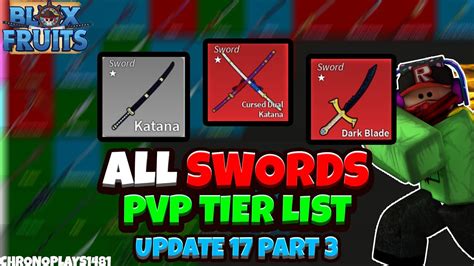 Best Sword Pvp Tier List Update 17 Part 3 Blox Fruits Youtube