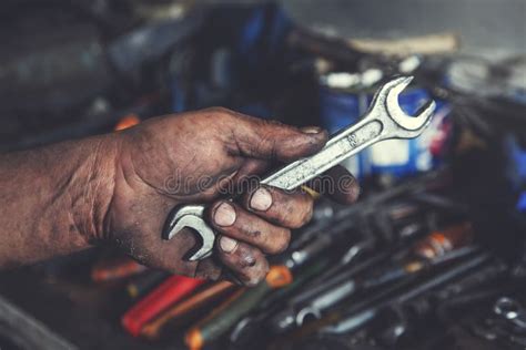 Mechanic Hand Spanner Tool In Hand Stock Photo Image Of Technician