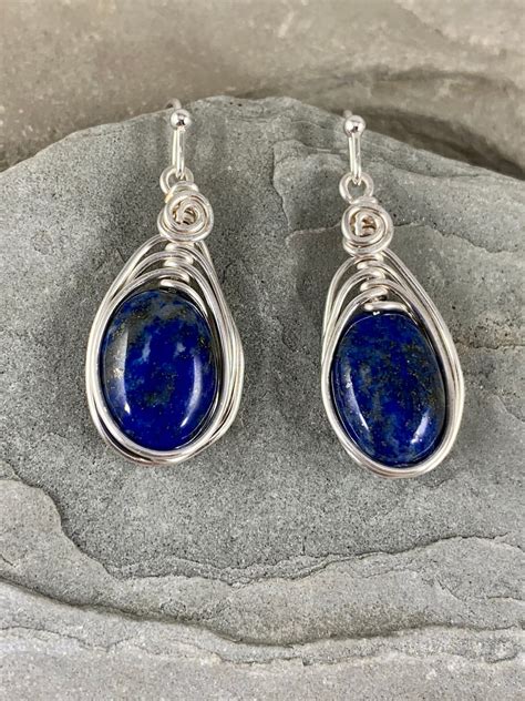 Natural Lapis Earrings Cobalt Blue Drop Earrings Lapis Etsy