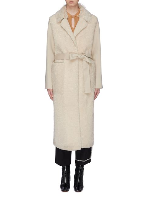 Belted Lambskin Shearling Cashmere Wool Coat By Yves Salomon Coshio