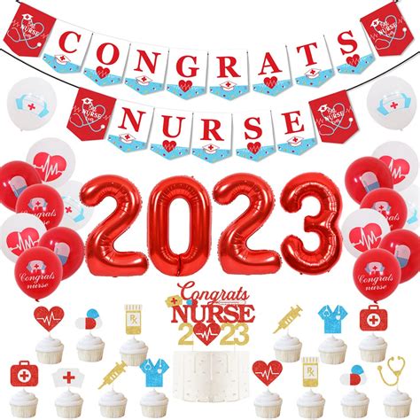 Buy 2023 Nurse Graduation Decorations Congrats Nurse Banner Cake Topper