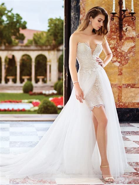 Hot Fashion Sweetheart Neck Lace Detachable Train A Line Wedding Dresses Plus Size Two Pieces