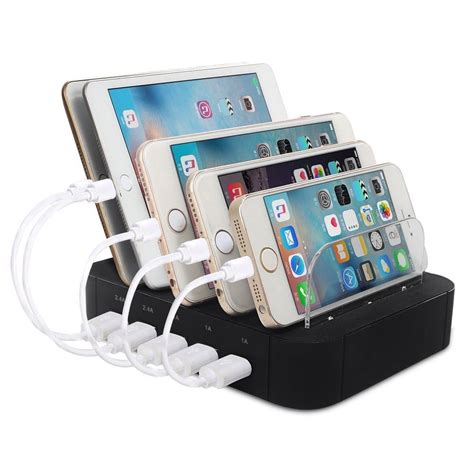 Usb Hub Charging Station 5 Ports Multi Device Charger Desktop Stand