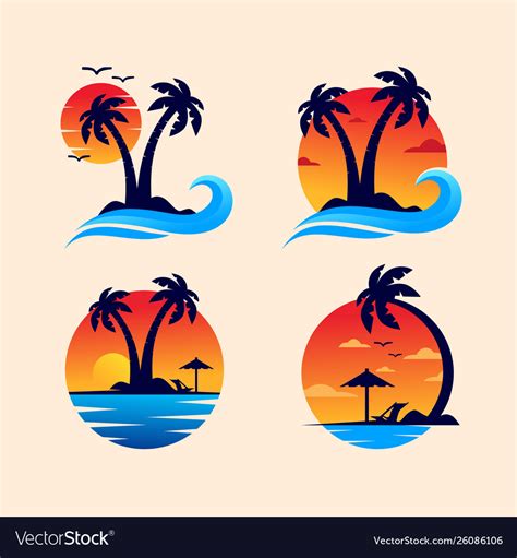 Sunset Beach Logo Design Royalty Free Vector Image