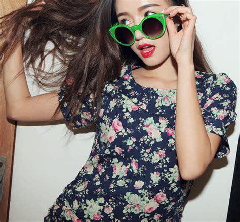 [stylenanda] Side Shirred Floral Mini Dress Kstylick Latest Korean Fashion K Pop Styles