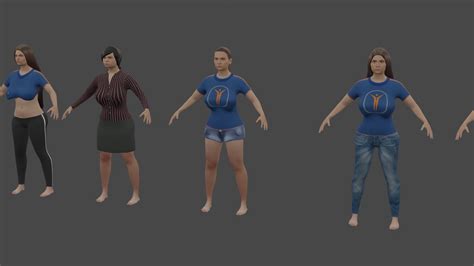 3D Various Large Breasted Women TurboSquid 2082445
