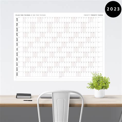 Giant 2023 Wall Calendar Horizontal With Gray Weekends Plan The Things