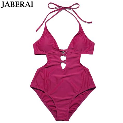 jaberai backless monokini wine red solid one piece swimsuit for women 2018 new summer swimwear