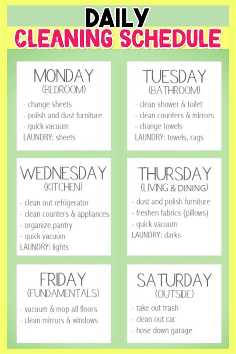 Printable Daily Weekly Monthly Cleaning Schedule Checklists 2022