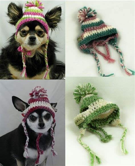 Crochet Christmas Hats Dog Earflap Hat With Pompom And Braids