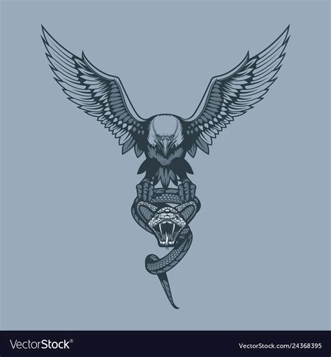 Eagle With Snake In Claws Tattoo Style Royalty Free Vector