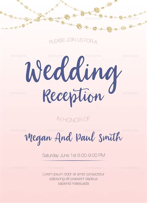 Wedding Reception Invitation Design Template In Psd Word Publisher