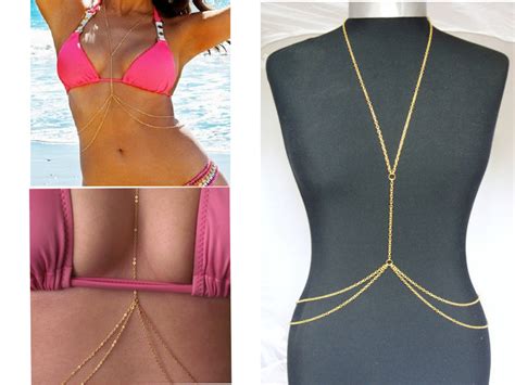 Crossover Celebrity Body Jewelry Necklace Bikini Belly Clubwear Goldtone Chains Ebay