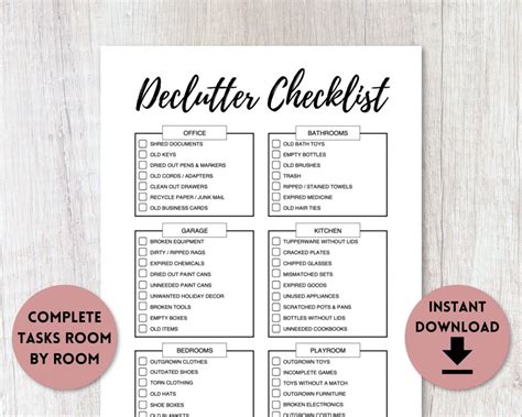 Free Printable Decluttering Checklist Pdf Free Printable Templates