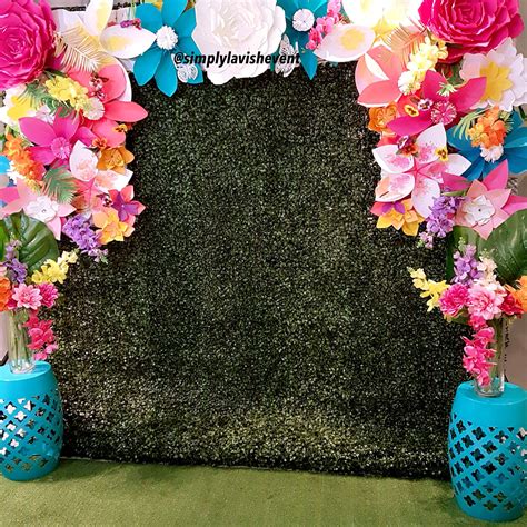 A Hedge Wall Tropical Theme Paper Flower Backdrop Perfect For Sweet
