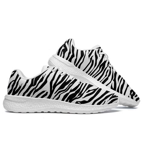 Zebra Animal Print Shoes Black And White Stripes Canvas Sneaker Casual