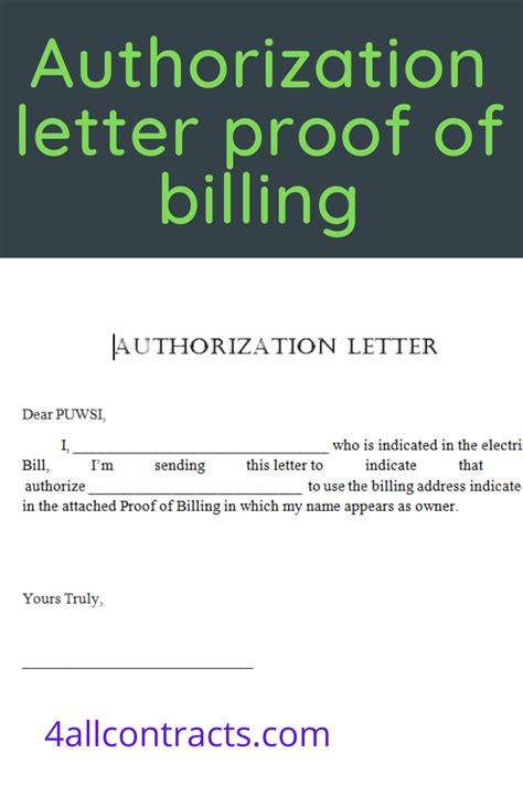 Sample Authorization Letter To Use Proof Of Billing Address Lettering