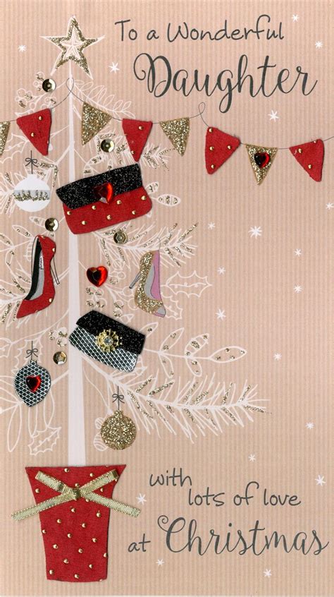 Daughter Embellished Christmas Card Cards