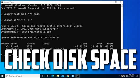 How To Check Disk Space On Windows Using Cmd Script Youtube