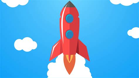 A fun squash and stretch animation with particle effects. Flat style animation of rocket launch. Stock Footage,# ...