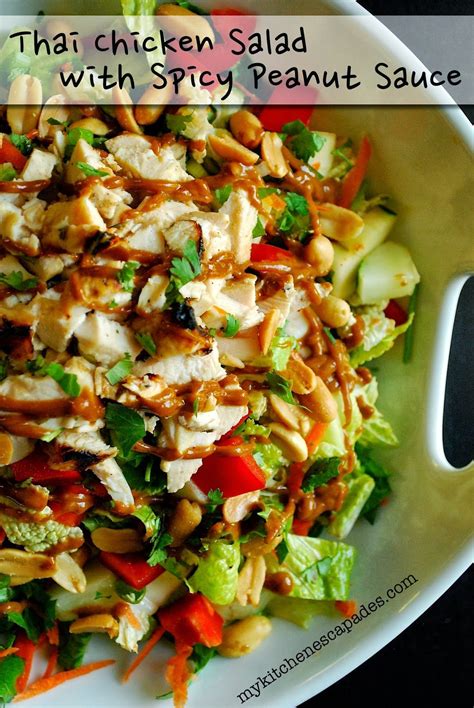 To serve, slice the pork. Thai Chicken Salad with Spicy Thai Peanut Sauce | Recipe ...